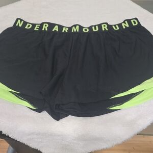 Under Armour Black Shorts with Neon Green Trim